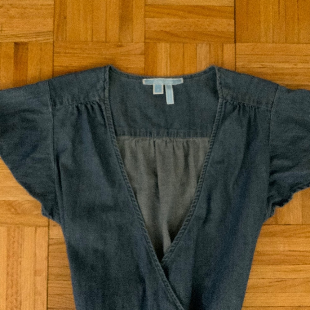 Draper James Chambray Midi Denim Wrap Dress With … - image 4